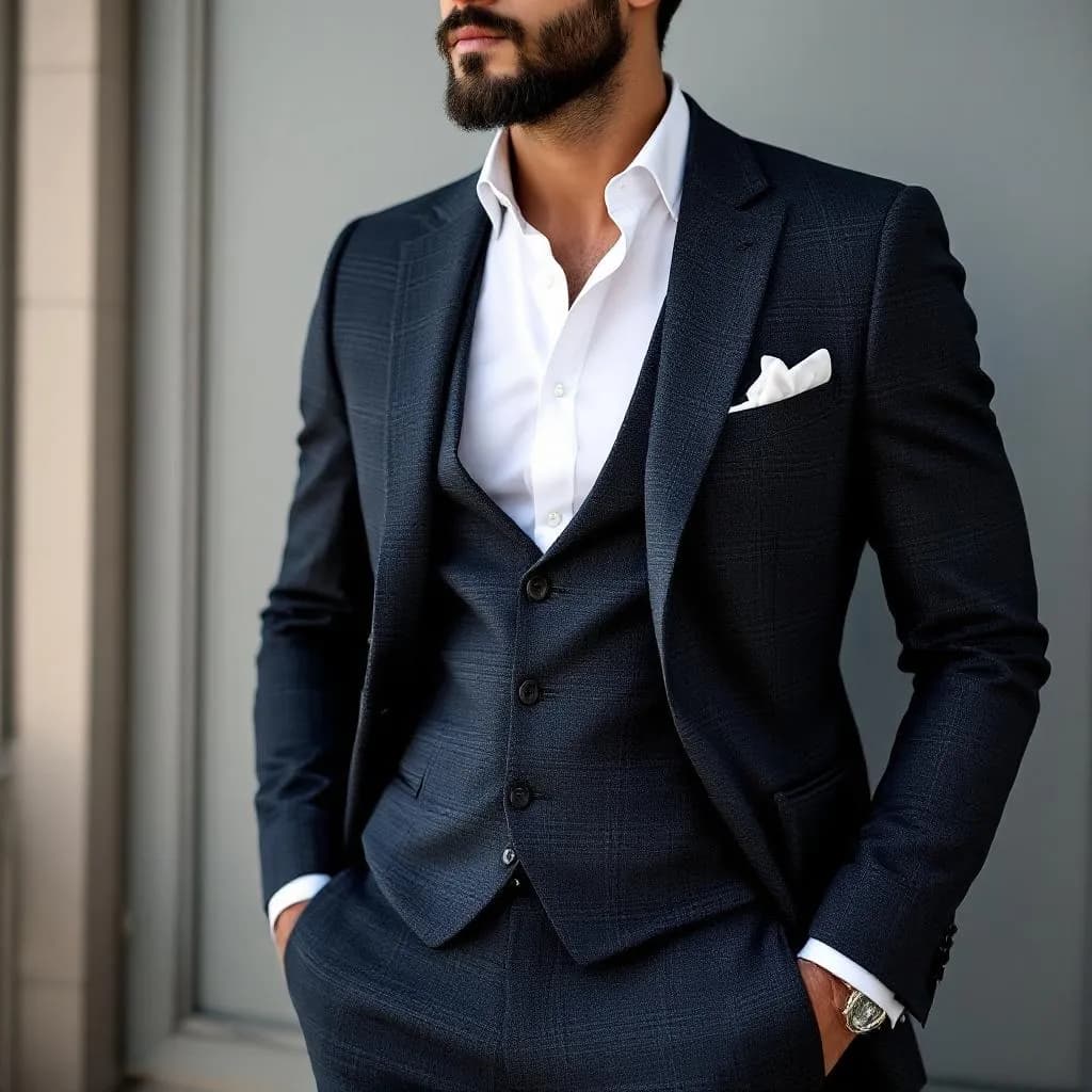 Contemporary men's fashion with tailored suits and casual wear in modern styling
