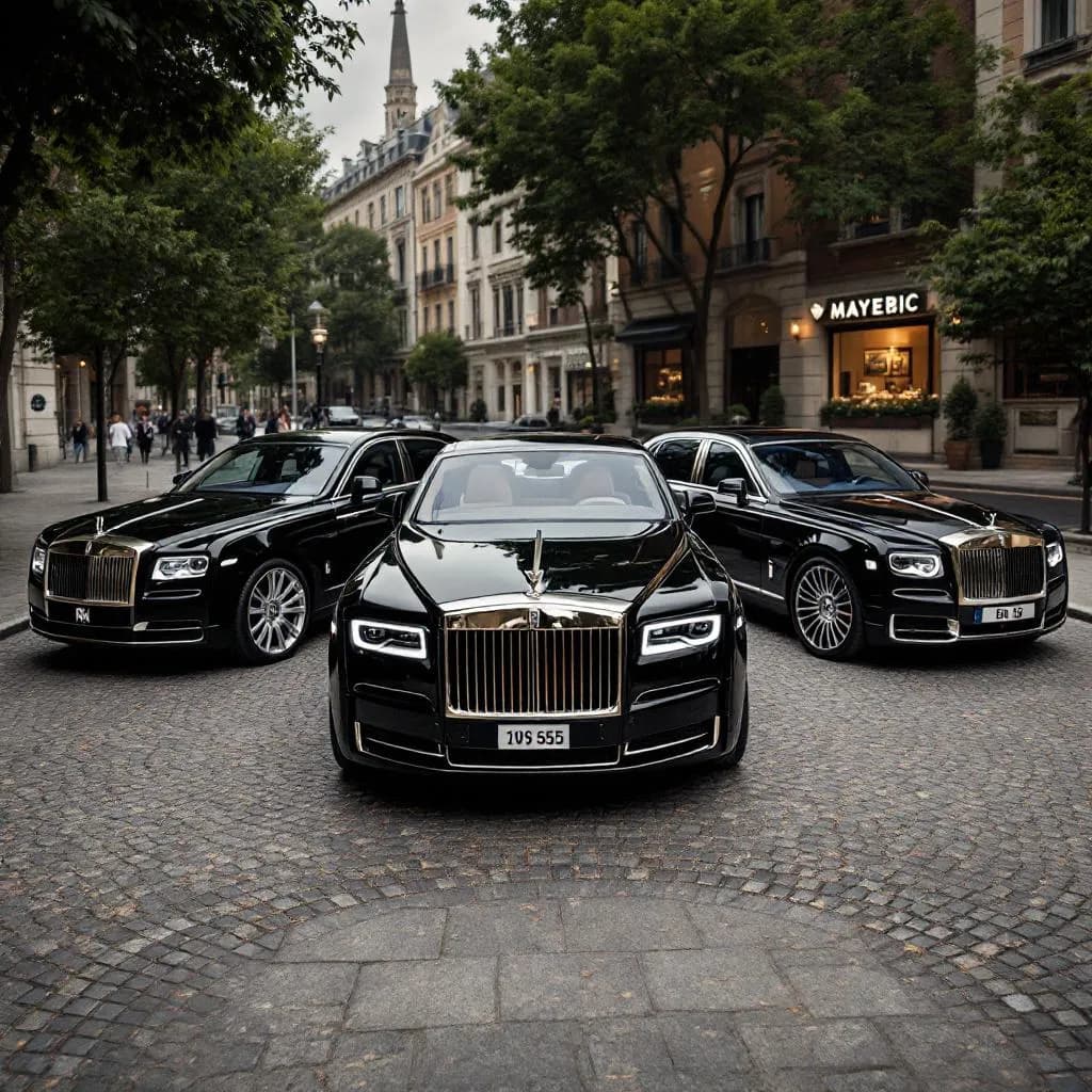 Luxury sedan collection with Rolls-Royce, Bentley, and Mercedes-Maybach
