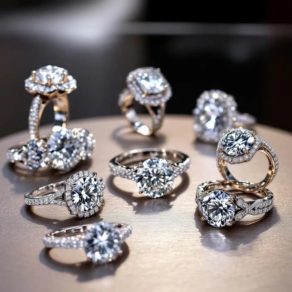 Luxury jewelry store with gold and diamond displays, elegant showcases, premium timepieces, and sophisticated lighting in Dubai